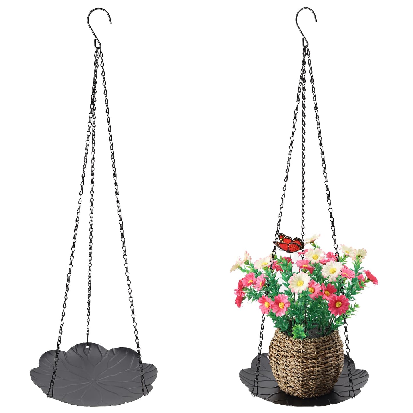 ZYUXUAN Hanging Planter for Indoor Outdoor, Plant Hanger, Hanging Plant Holder, Plant Pot Shelf Basket for Window Wall Ceiling Garden with Chains and Hooks, 2Pcs (Leaf)