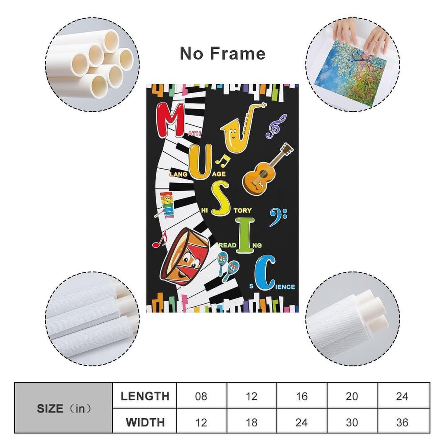 LINWDSB Music Themed Poster Musical Notes Wall Art Colorful Music Poster for Kids Students Classroom School Chalkboard Nursery Wall Back to School Supplies Unframe style 12x18inch(30x45cm)