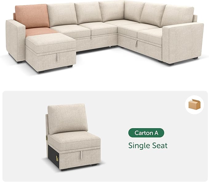 HONBAY Single Seat for Modular Sectional Sleeper Sofa