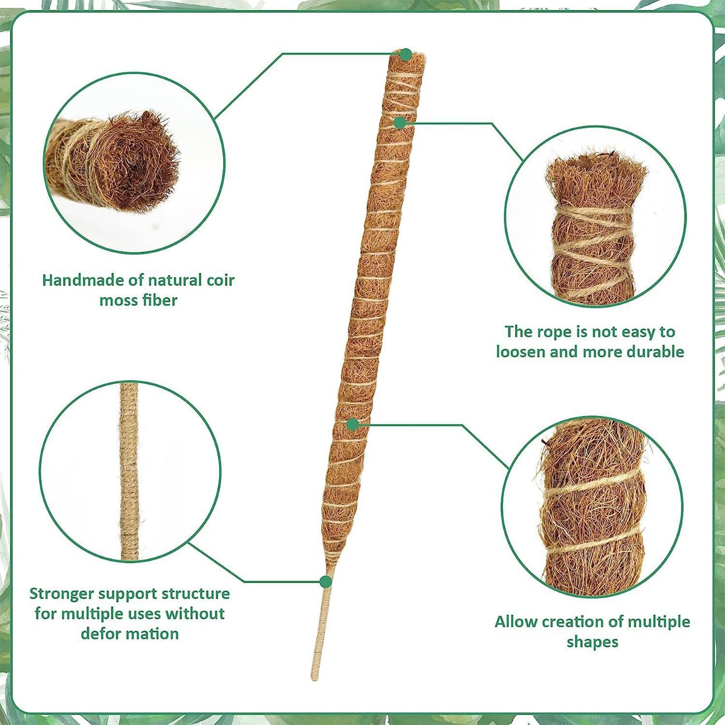 3 Pack Moss Pole,31 Inch Monstera Plant Support,Bendable Plant Trellis Moss Pole for Plants Monstera,Moss Poles for Climbing Plants Indoor,Coir Plant Pole Sticks Support Stakes (3pcs)