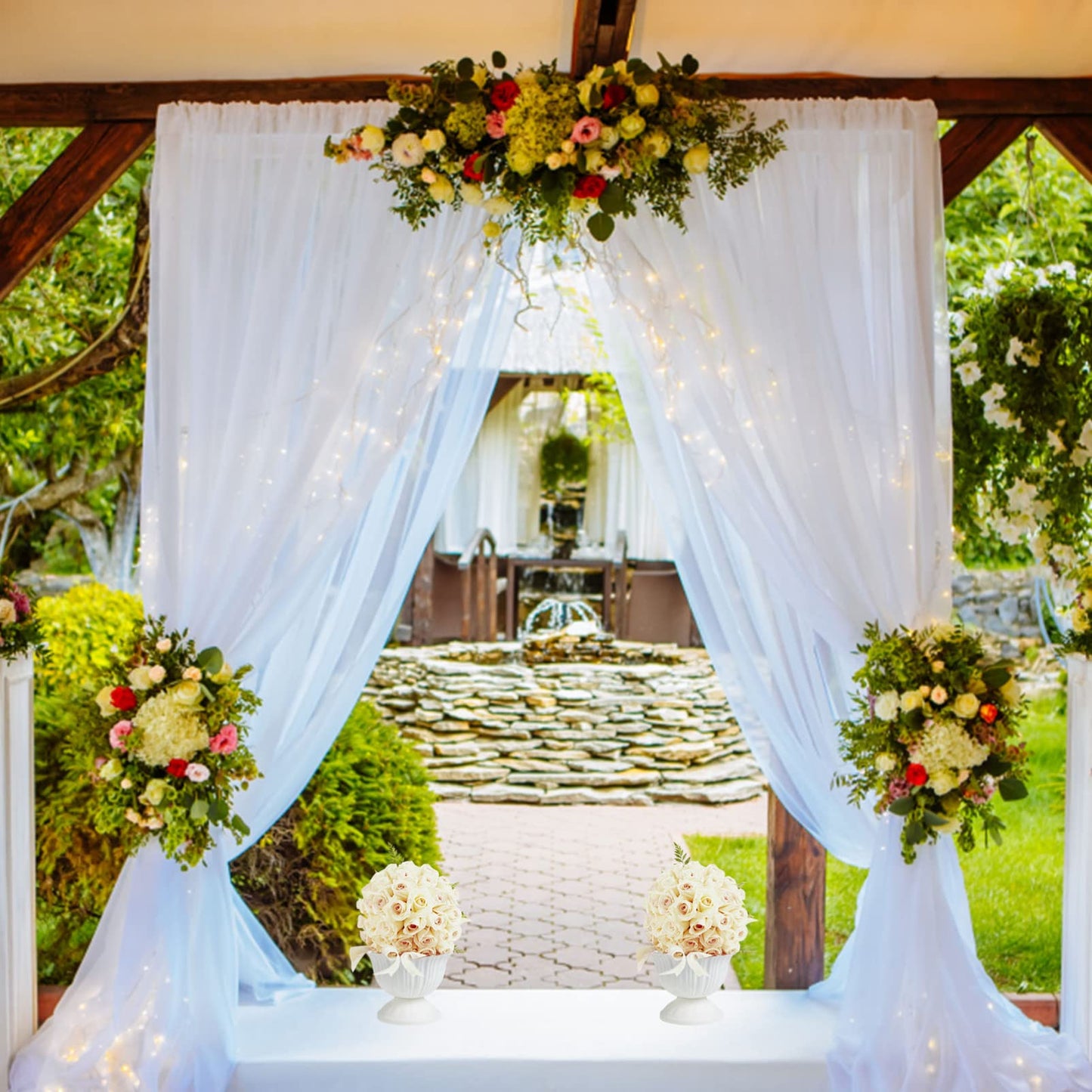 Yardwe European Style Planter White Plastic Flower Pot 7.08X5.31X4.72 Inch Waterproof Home Decor Wedding Party Tabletop Vase