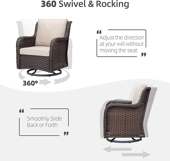 Towallmark Outdoor Swivel Wicker Glider Patio Chairs