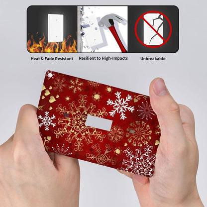 Winter Snowflake Red Sparkle Christmas Pattern Single Gang Toggle Light Cover Decor Wall Plate/Switch Standard Size