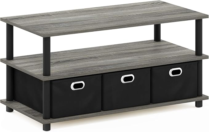 FURINNO Turn-N-Tube Coffee Table, 31.22D x 15.5W x 15.8H in, French Oak