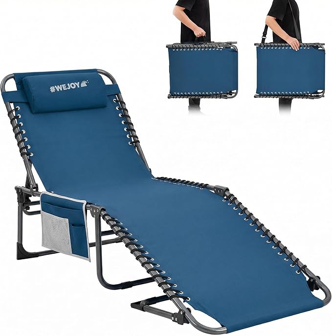 #WEJOY Folding Lounge Chair Outdoor, 5-Position Adjustable Sunbathing Tanning