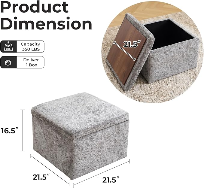 Modern Cube Storage Ottoman, Chenille Ottoman Foot Stools, Ottoman Footstool