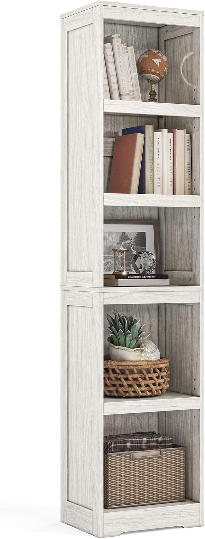 LINSY HOME 5-Shelf Bookcase, Narrow Bookshelves Floor Standing Display Storage