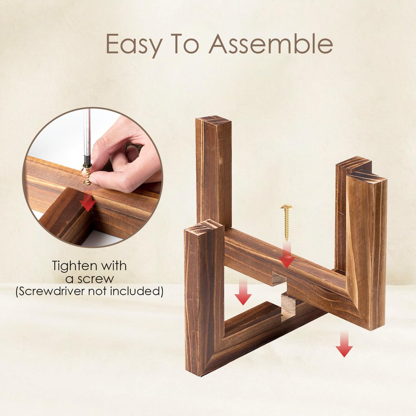 Leaf&lull Plant Stands for Indoor Plants Farmhouse Round Wood Plant Pedestal Decorative Wooden Display Rack Heavy Duty Flower Planter Base for Tabletop Corner Walnut 3 Pack