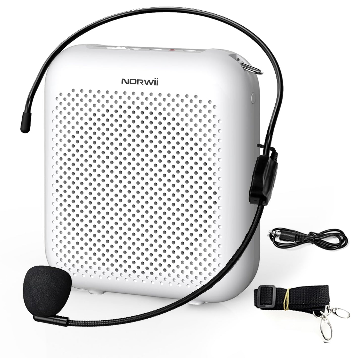 Norwii Bluetooth Voice Amplifier, Power Amplifiers, Portable Mini Wired Microphone Headset for Teacher Classroom & Outdoor Lectures, Teaching, Tour Guides, USB-C Rechargeable - 4000mAh, White