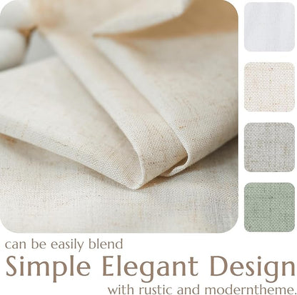 jinchan Linen Textured Tier Curtains 24 Inch for Kitchen Windows Country Farmhouse Cafe Small Curtain Rustic Light Filtering Half Curtains for Living Room Laundry Bathroom Rod Pocket 2 Panels Crude