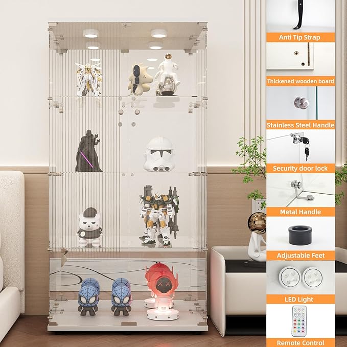 LFT HUIMEI2Y Glass Display Cabinet 4-Shelf