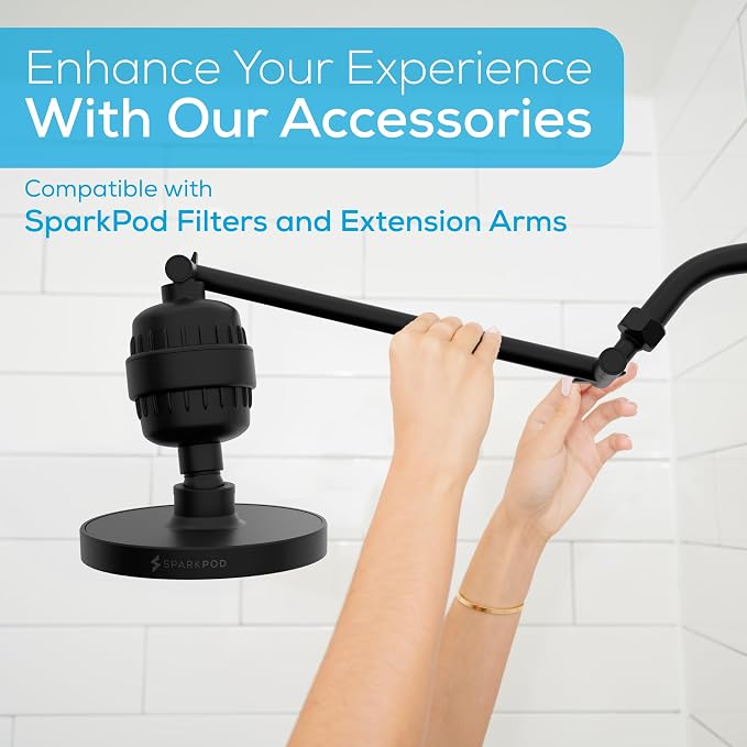 SparkPod Rain Shower Head, 6 Inch Round | High Pressure Shower Heads, 90 Nozzle (Touch-to-Clean), Adjustable Showerhead, No-tool Universal Connection