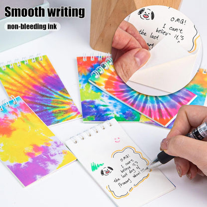 Koogel 24PCS Small Spiral Notebook, Blank Mini Pocket Journal Notebook for Kids Back to School, Tie Dye Style Journal Mini Memo Pads for Tie Dye Birthday Pastel Art Party Favors Gift Supplies