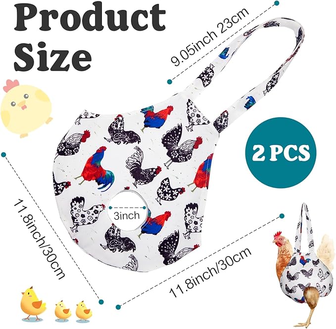 Paterr 2 Pack Chicken Holder Bag, Chicken Carrier Sling Catching Hand Bag Hen Sling with Handle Farm Supplies for Hen Rooster Transport Traveling Hiking Driving(White,11.8 x 11.8 Inch)