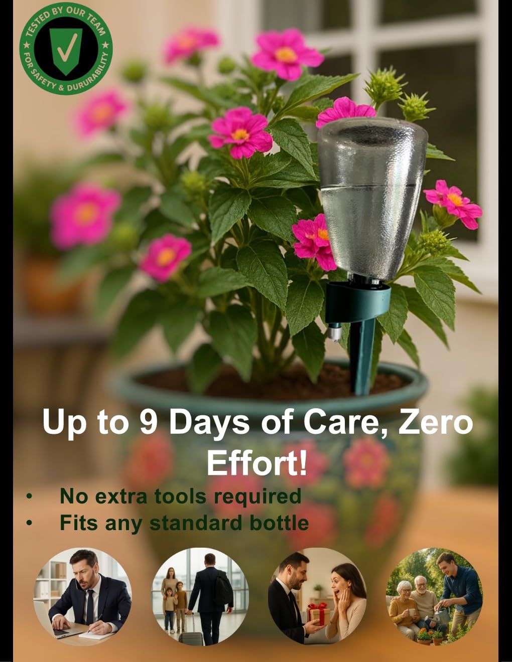 Premium Engineered, No-Leak, Adaptable Green Plant Watering Globes, 5 Pack Plant Stakes, Self Watering Spikes, Self Watering Planter Insert, Watering Bulbs for Indoor Plants, Vacation Plant Waterer