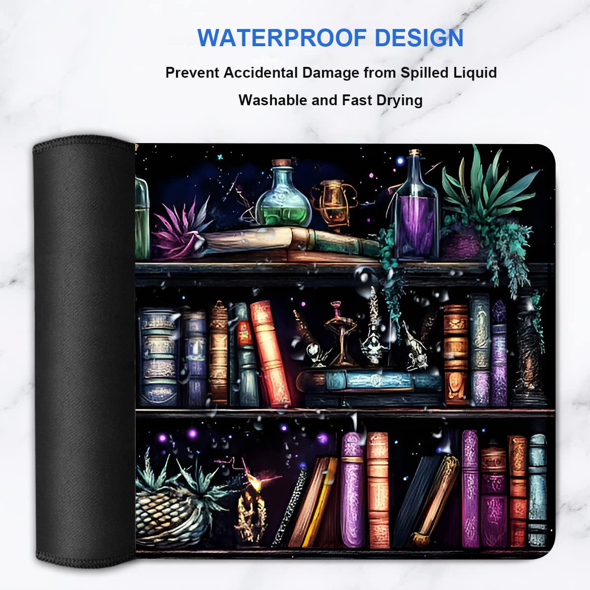 Extended Gaming Mouse Pad 31.5 x11.8 inch, Large Non-Slip Rubber Desk Mat for Gamers, Waterproof Smooth Surface for Precise Mouse Control, Washable Computer Keyboard Pad (Gothic Element Library)
