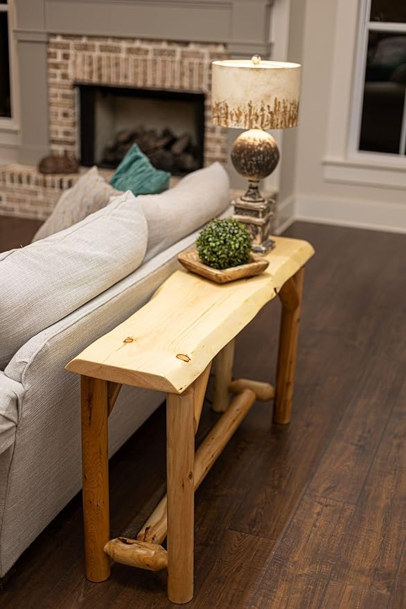 Live Edge Log Sofa Table — Rustic Live Edge Log Furniture