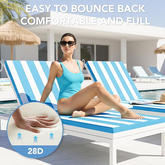 L'AGRATY Outdoor Lounge Chaise Cushion: 72x21x3 Inch Waterproof Lounge Chair