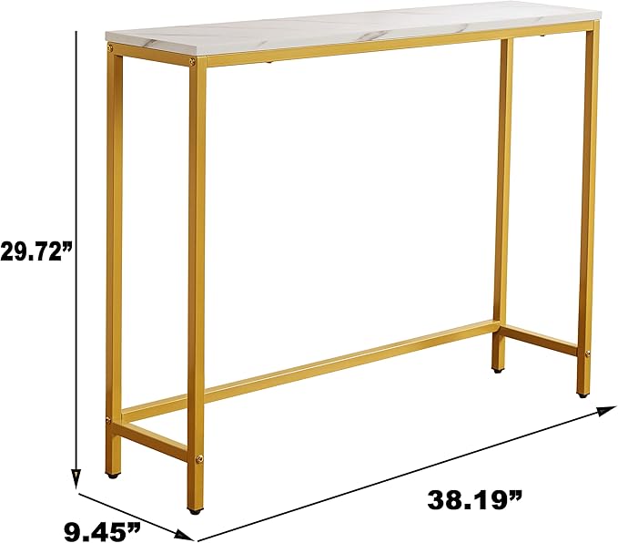 loglus Small Console Table for Entryway, Faux Marble MDF Sofa Table