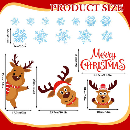 FYSUIMU 21 Pcs Merry Christmas Garage Magnets Decoration Xmas Reindeer Snowflake Garage Door Decals Cartoon Magnetic Refrigerator Stickers for Winter Holiday Party Home Car