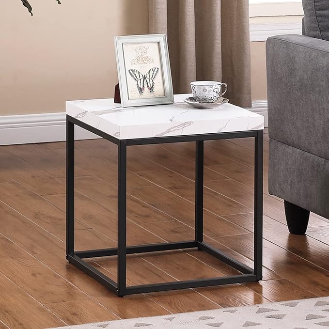CENSI 18-Inch Marble Accent End Table/Side Table
