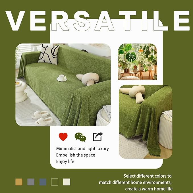 DREAMINGO Sofa Covers Washable Chenille Couch Cover Blanket Modern Style Living