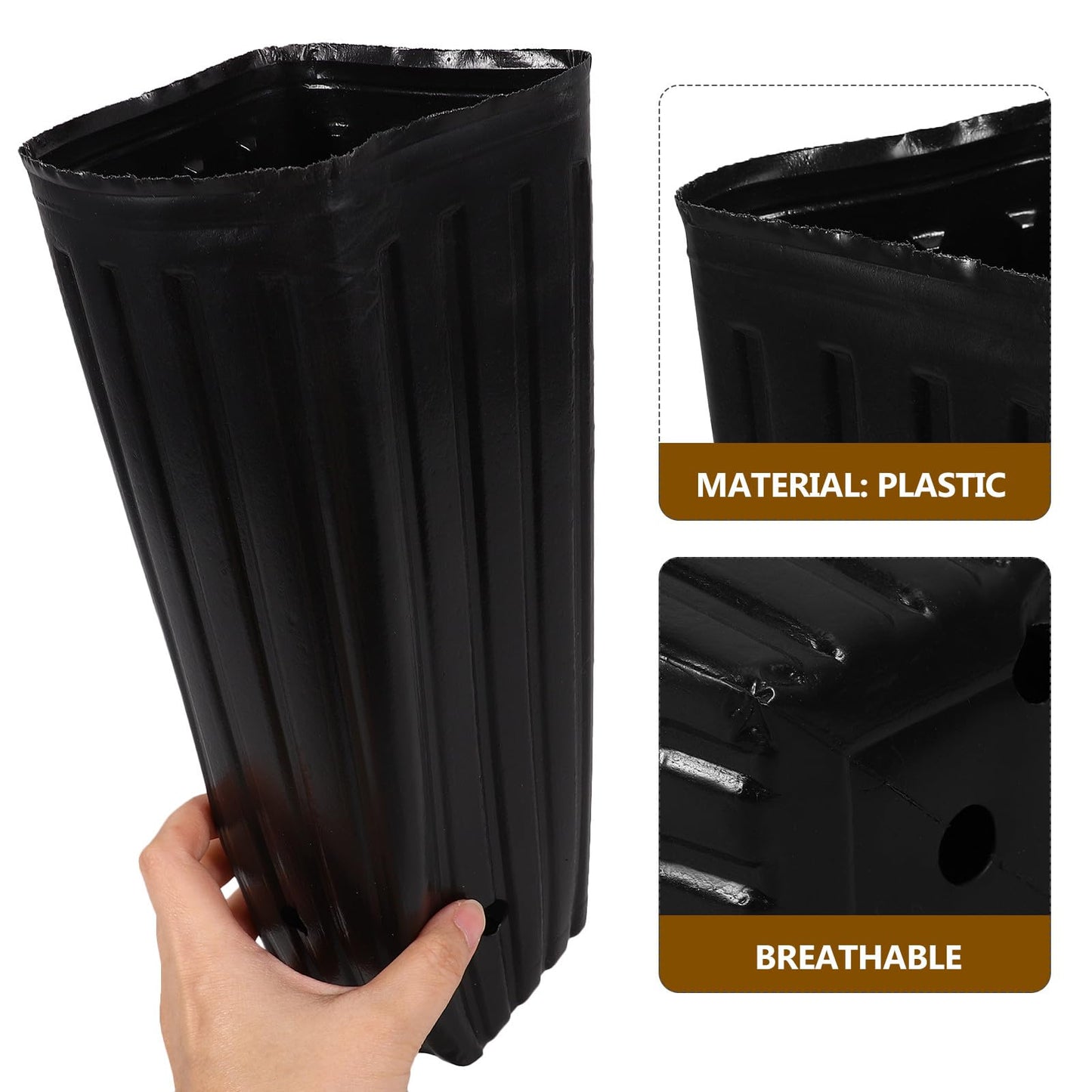 Sewroro 30 Pcs Plant Grow Bags Plastic Thickened Nursery Seedling Bags Gardening Planting Containers for Trees and Flowers