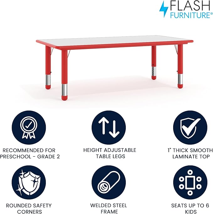 Flash Furniture Wren 23.625''W x 47.25''L Rectangular Red Plastic Height