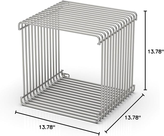 Square Geometry Retro Side Table Prime-Stainless Steel Linear Metal End Table