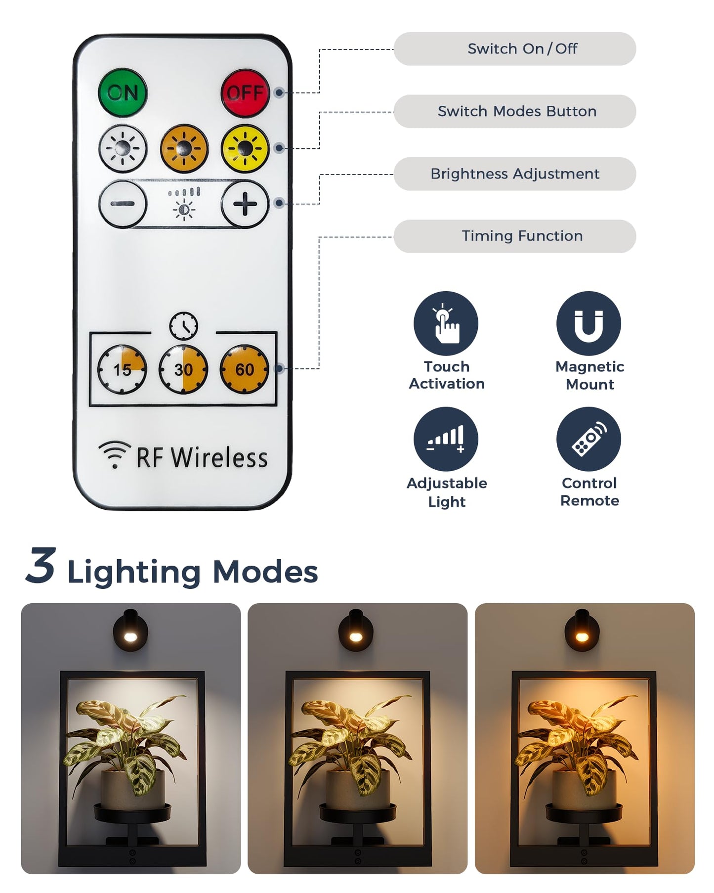 Bamworld Hanging Planters for Indoor Plants Wall Decor Living Room Plant Stand Indoor Wall Planters Plant Hanger Window Plant Shelves 3-Packs with Lights
