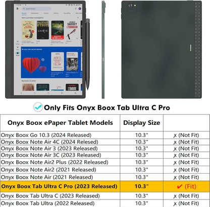 BOZHUORUI Case for 10.3" Boox Tab Ultra C Pro ePaper Tablet | with Sleep/Wake | Magnetic Adsorption | Pen Clasp Design | Thin & Light | PU Leather Smart Cover (Denim Black)