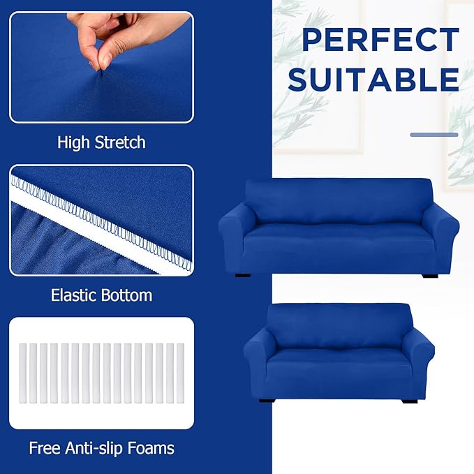 Peryiter 2 Pcs Sofa Covers Couch and Loveseat Covers Set Stretch Sofa Slipcover