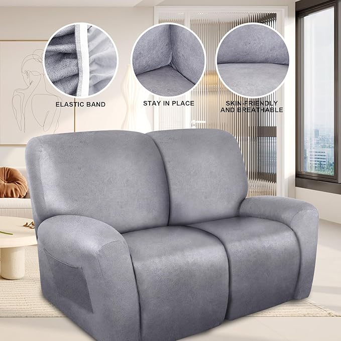 ANARACHON Loveseat Recliner Cover Leather Look Recliner Loveseat Covers
