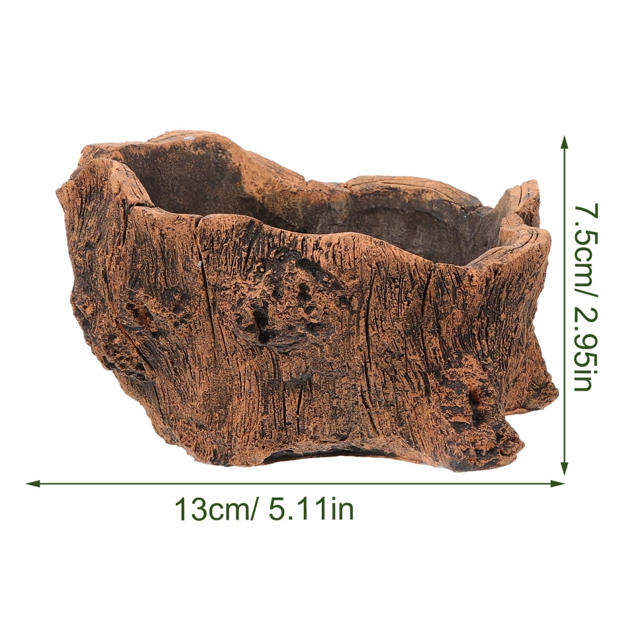 DECHOUS Artificial Small Driftwood Planter - Imitation Driftwood Stump Log Concrete Planter Succulent Flower Pot with Drainage Hole for Small Plants, Cactus, Air Plants, Home Office Indoor Decor