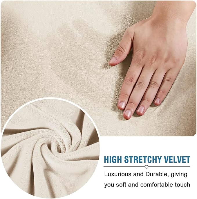 H.VERSAILTEX Modern Velvet Plush 4 Piece High Stretch Sofa Slipcover Furniture