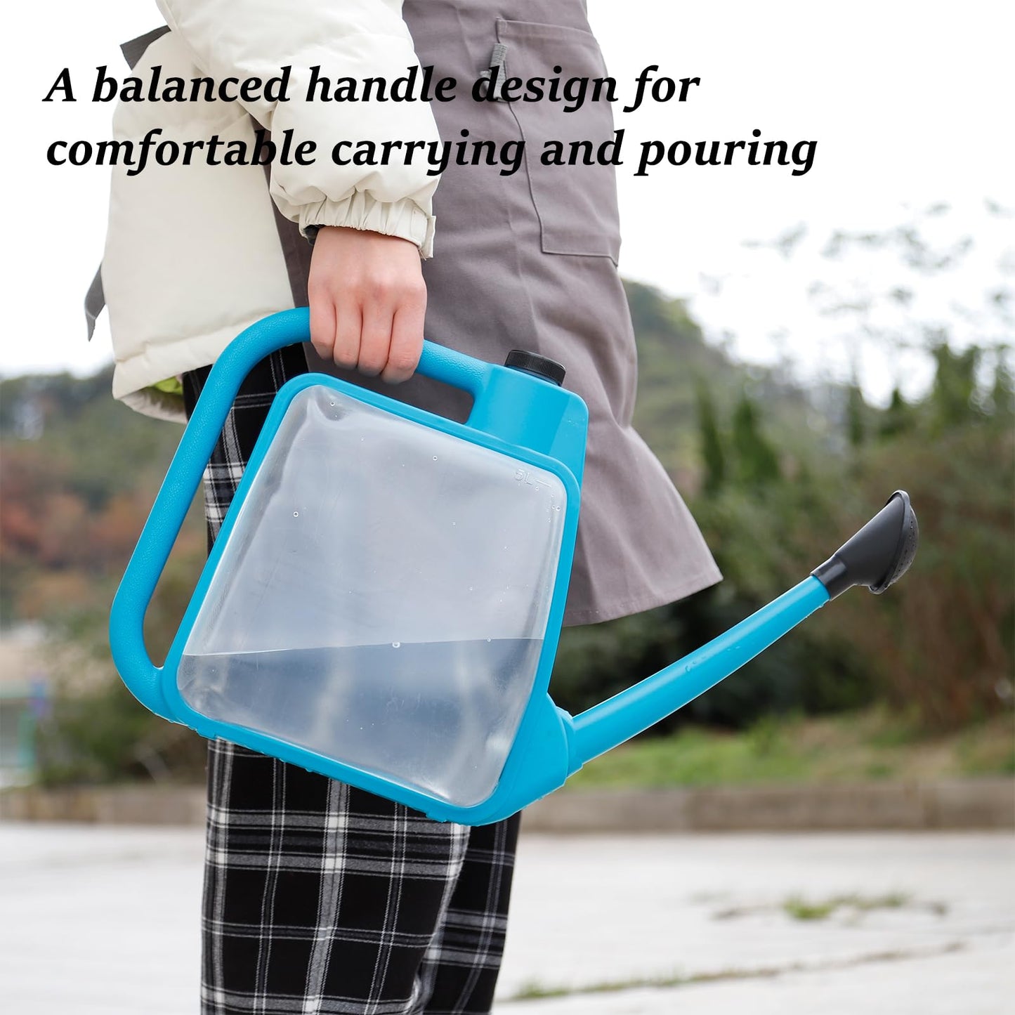 6L Foldable Watering Can with Rotating Nozzle & Long Spout for Plants, Indoor Outdoor Gardening, Clear Plastic-Blue