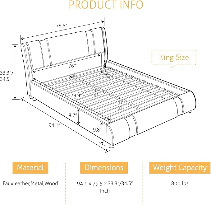 SHA CERLIN King Size Bed Frame