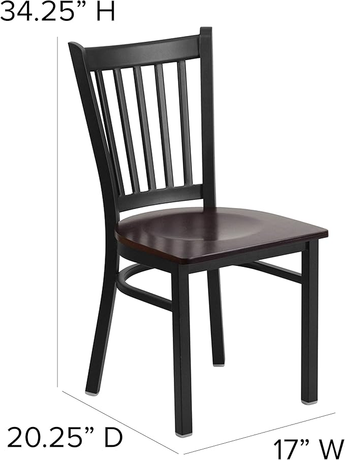 Flash Furniture HERCULES Series Black Vertical Back Metal Restaurant Chair