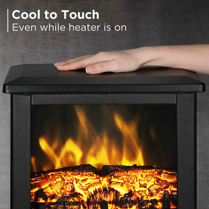 TURBRO Suburbs TS17 Compact Electric Fireplace Stove, 18” Freestanding Stove Heater with Realistic Flame - CSA Certified - Overheating Safety Protection - for Small Spaces - 1400W