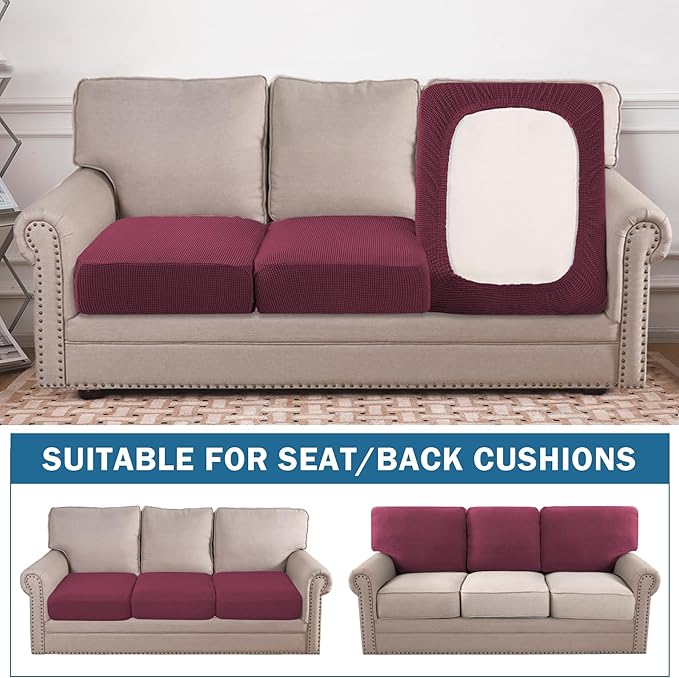 Water Repellent Couch Cushion Cover 3 Pieces Sofa Seat Cushion Covers, Stretch