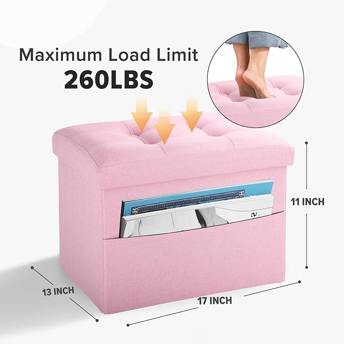 LINMAGCO Storage Ottoman Folding Foot Stool Foot Rest