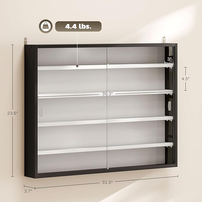 HOMCOM 5-Tier Display Cabinet, Glass Door Cabinet