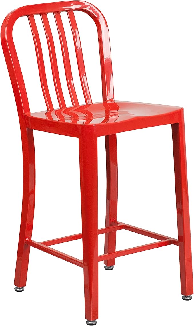 Flash Furniture Gael Commercial Grade 2 Pack 24" High Red Metal Indoor-Outdoor