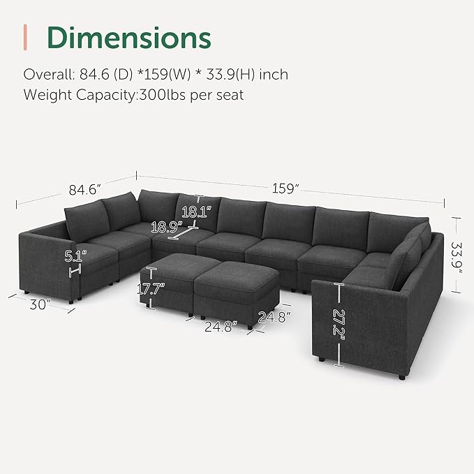 HONBAY Modular Sectional Sofa Sleeper Couch