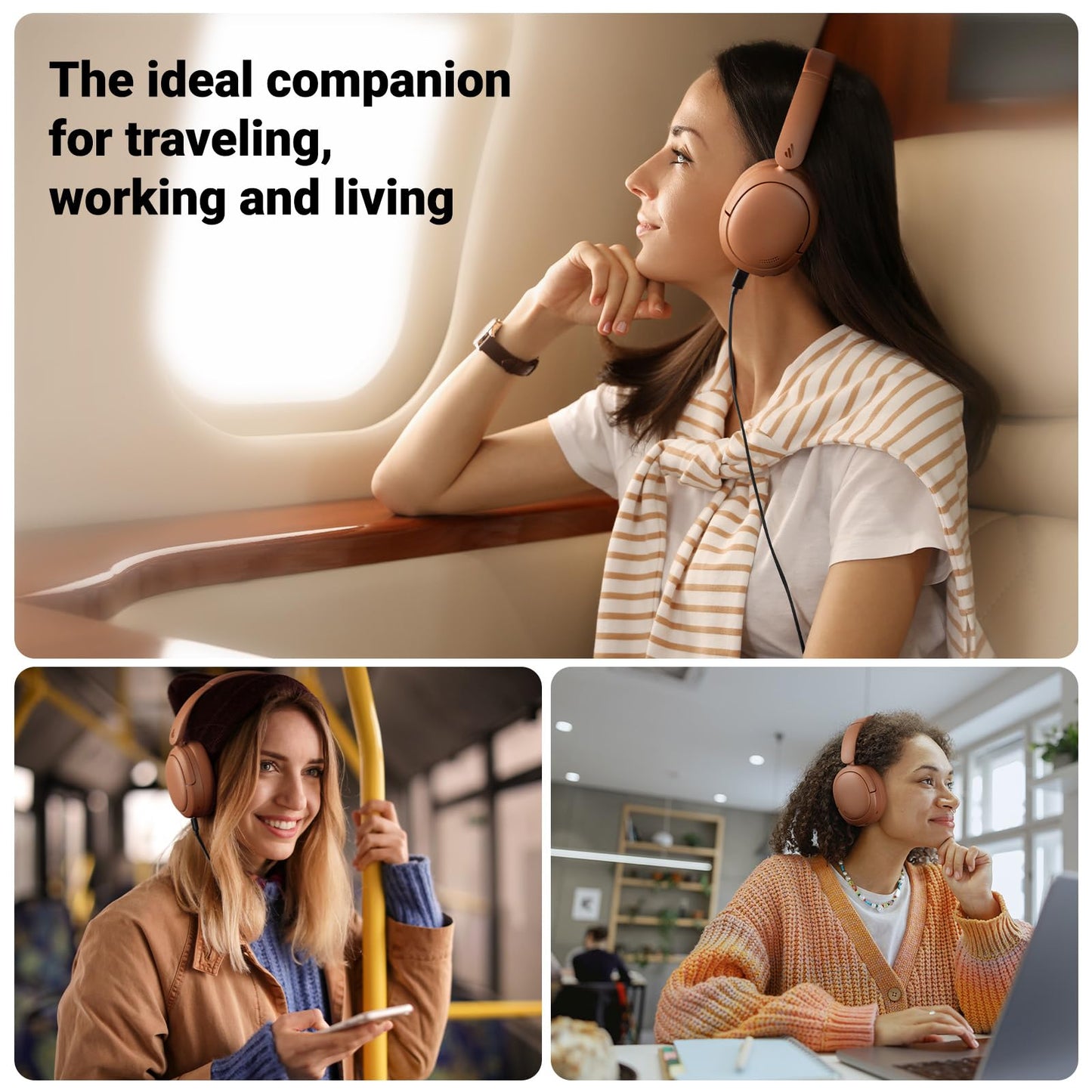 Edifier V80 Hybrid Active Noise Cancelling Headphones, True Wireless Over Ear Bluetooth Headset with 45H Playtime Hi-Res Audio Fast Charging Multipoint Connection for Travel Home Office (Brown)
