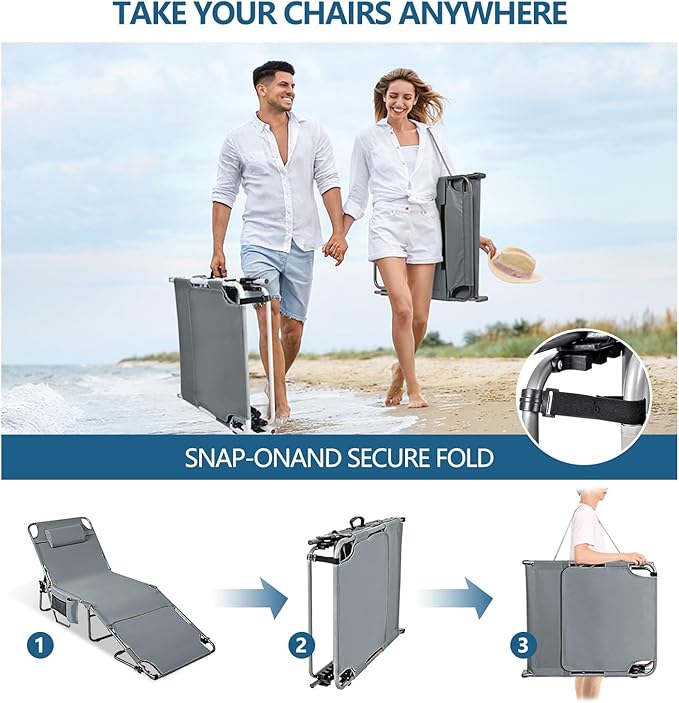 Tanning Chair with Face Hole, Adjustable Folding Chaise Lounge Chairs