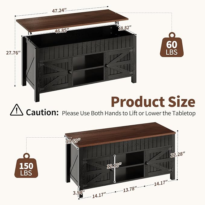 47.3" Lift Top Coffee Table