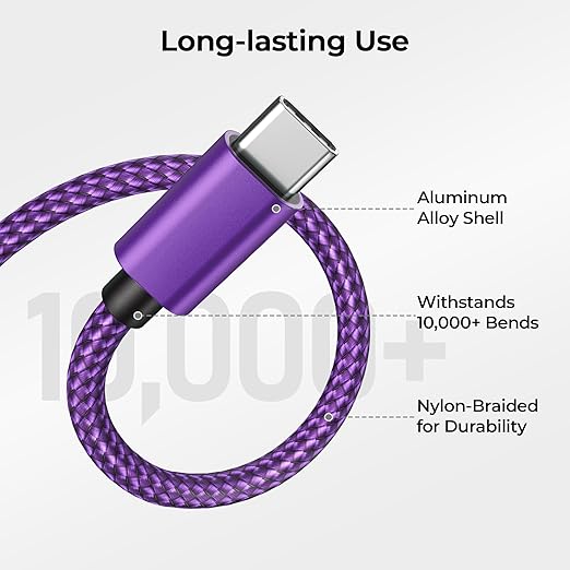 Basesailor USB Type C Charger Cable 3.3FT 2Pack,Charging Cord for iPhone 17 16 Pro Max,Kindle Fire HD 10 9th,8 10th 2020,Paperwhite 2021 11th Generation,iPad Air 5 5th Mini 7 Gen,Galaxy Z Flip Fold