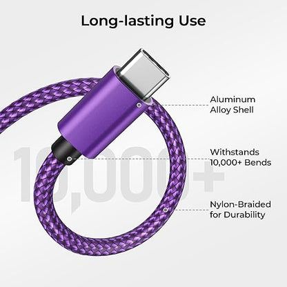 Basesailor USB Type C Charger Cable 3.3FT 2Pack,Charging Cord for iPhone 17 16 Pro Max,Kindle Fire HD 10 9th,8 10th 2020,Paperwhite 2021 11th Generation,iPad Air 5 5th Mini 7 Gen,Galaxy Z Flip Fold