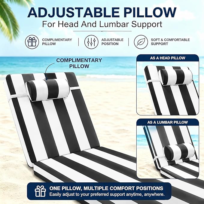 Chaise Lounge Cushion for Outdoor Furniture, Waterproof, Fade-Resistant and